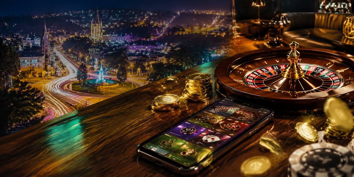 Bàn roulette với ánh đèn neon rực rỡ tại Đà Lạt về đêm